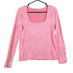 LOFT Outlet Womens Blouse Pink Sleeve U Neck Long Sleeved Stretch Medium